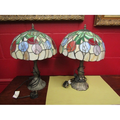 129 - A pair of Tiffany style table lamps, one a/f, 46cm height (R) £45