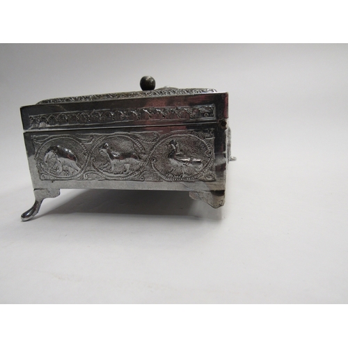 339 - Three early 20th Century boxes- a pewter example with two turquoise coloured cabochons and two silve... 