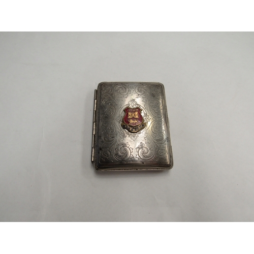 350 - A desk calendar with golf figure, cigarette case with Norwich crest and a turtle form magnifier (3)