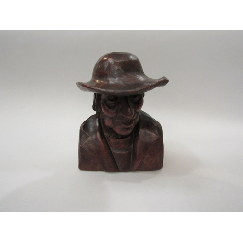 294 - A 19th Century Swiss carved wooden bust of an old gent, 18cm high