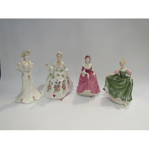 45 - Four lady figures, two Royal Doulton and two Coalport