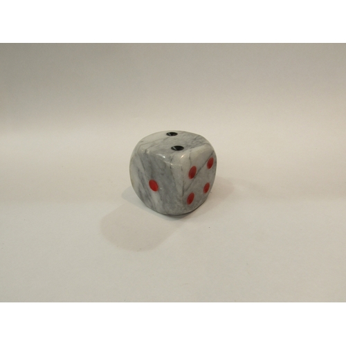 297 - A large Carrara marble die, 8cm