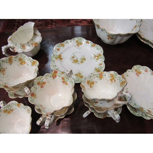 316 - An early 20th Century Foley china fluted teaset with floral decoration