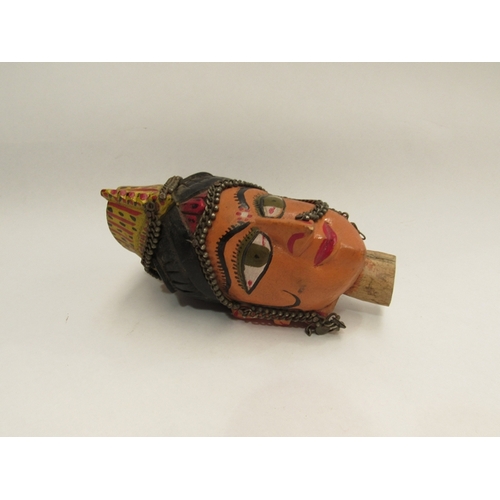 347 - An Indian painted wooden carved puppet head    (R) £10