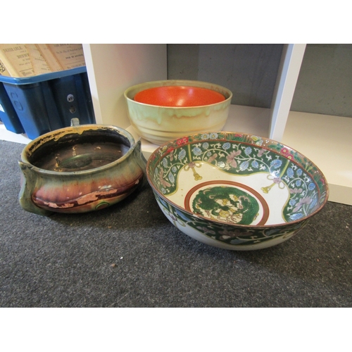 1308 - Four ceramic bowls including Oriental examples, Carlton dripware, etc (some a/f)