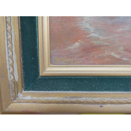 1474 - VANARKEL: Two oil on board maritime scenes, both signed lower left, gilt framed, 18.5cm x 23.5cm   (... 