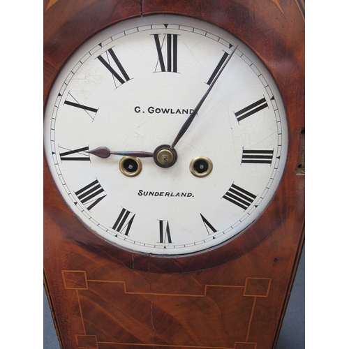 1004 - A C. Gowland of Sunderland twin fusee bracket clock, in a lancet form mahogany case, with 19th Centu... 