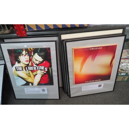 1260 - A selection of framed vinyl record sleeves, including Fleetwood Mac, The Libertines etc and a print