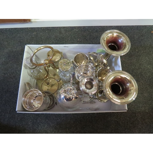 1305 - A silver candlestick and mixed decorative EPNS items