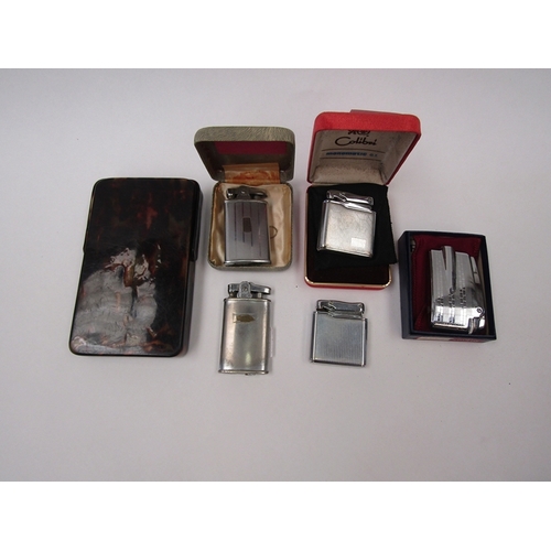 1323 - Two Ronson lighters and two others including Colibri and faux tortoishell cigar case (6)