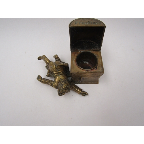 1366 - A brass inkwell engraved 