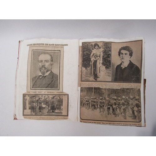 1379 - A scrapbook of mainly WWI era Newspaper clippings and a WWI death penny 