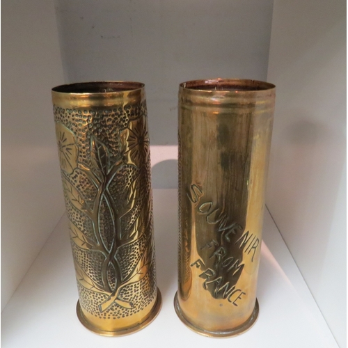 1391 - A pair of World War I trench art souvenirs, France 1917, 23cm tall