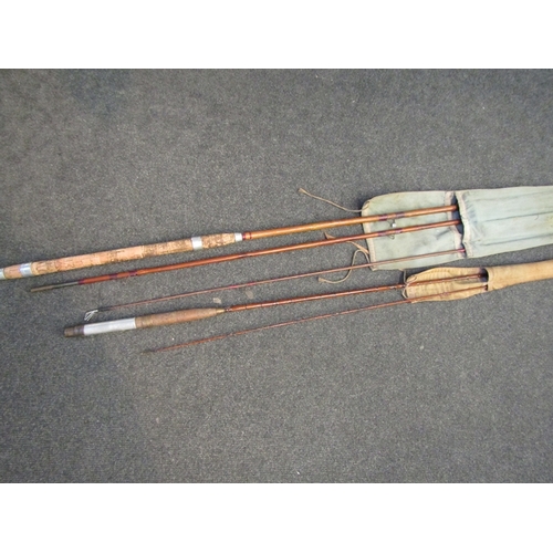 1312 - A Martin James of Redditch cane fishing rod and another cane fishing rod in Hardy's bag (2)