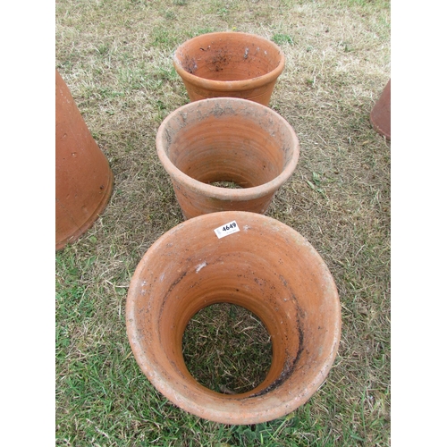 4649 - Three terracotta orchid pots