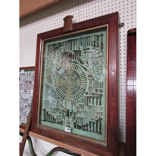 4090 - A Guest, Keen and Nettlefolds Ltd advertising hardware glazed display of screws, nuts, bolts, etc