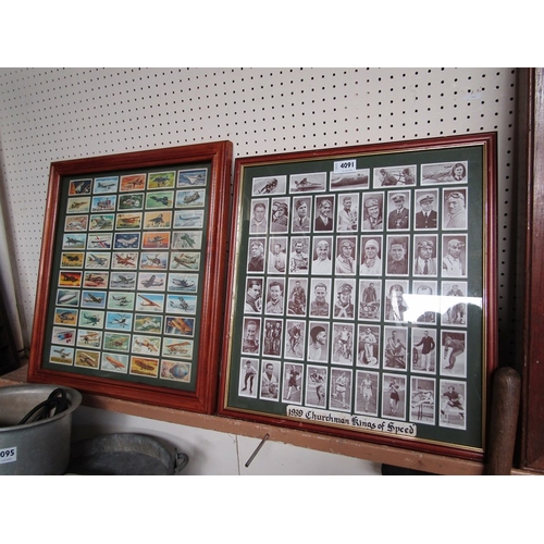 4091 - Two framed and glazed displays of cigarette cards; Aircraft and Churchman 