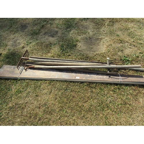 4677 - A long saw, rake etc