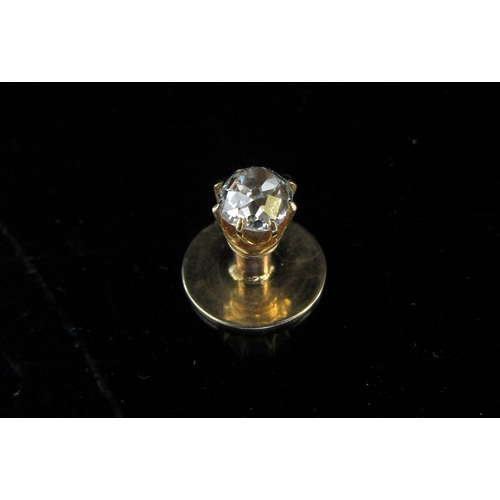 5066 - A diamond stud 0.70ct approx on a screw fitting with stick pin and brooch attachments, unmarked, 5g