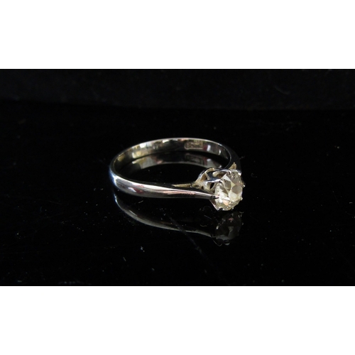 5069 - A white gold diamond solitaire ring, 0.50ct approx, stamped 18ct. Size N/O, 2g