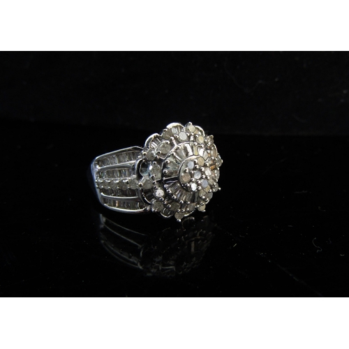 5070 - A 9ct white gold Thomas Rae diamond cluster ring, 1ct total. Size N/O, 4.7g with copy of certificate... 