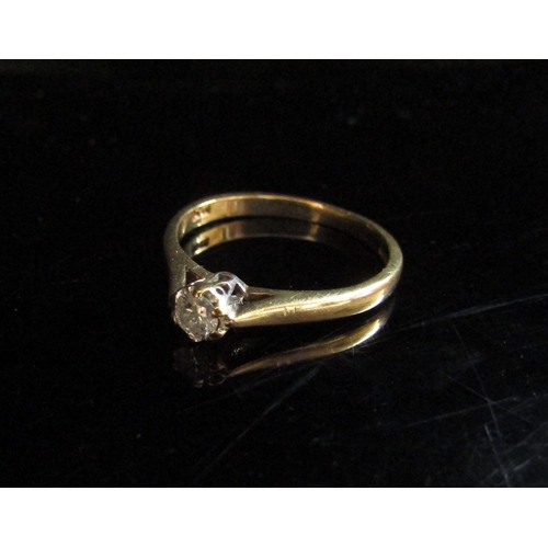 5103 - A 9ct gold diamond solitaire ring 0.20ct approx. Size N, 1.9g      (R) £70