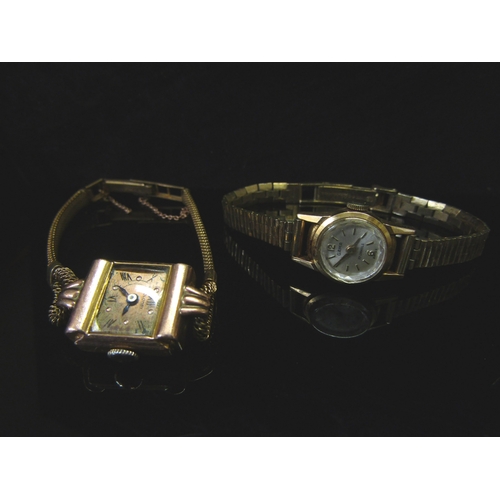 5152 - An 18ct gold cased Gama lady's wristwatch on 9ct gold strap, and a 14k gold cased Colomby lady's wri... 