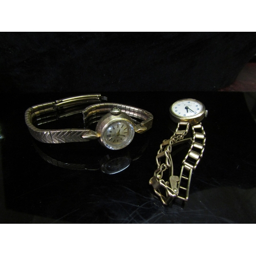 5153 - A 9ct gold Omega lady's wristwatch, strap a/f and a 9ct gold lady's wristwatch, 32.3g total