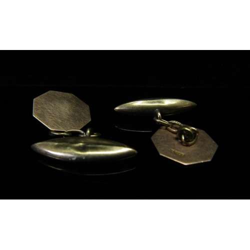 5144 - A pair of 9ct gold torpedo cufflinks, dented, 3.7g