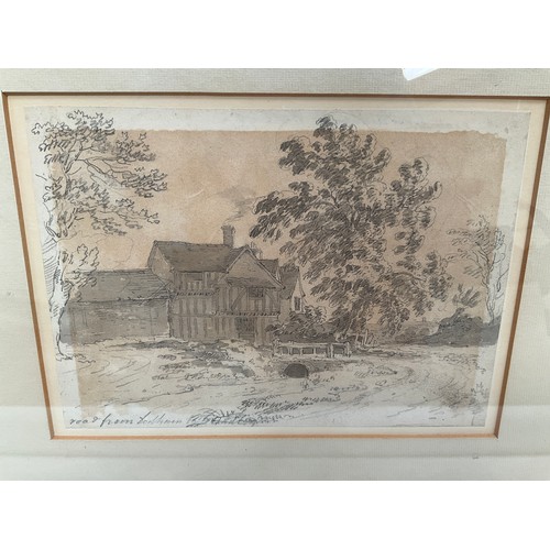 8030 - SIR GEORGE HOWLAND BEAUMONT (1733-1827): A pencil and grey wash 'Road from Dedham, Essex', Thursday ... 