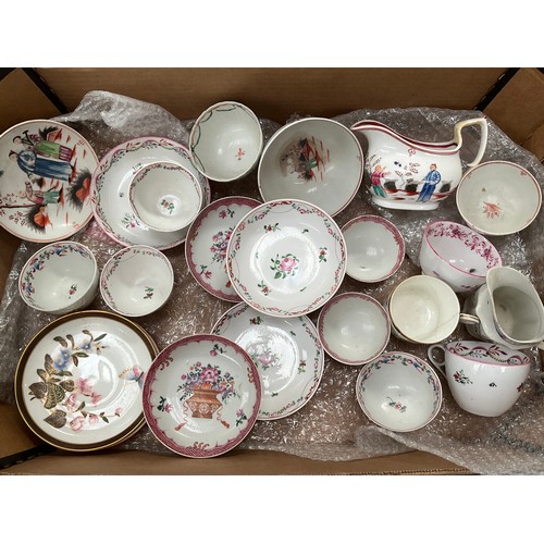 8037 - A collection of 18th and early 19th Century porcelain tea bowls and saucers etc