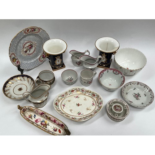 8020 - A collection of 18th and 19th Century porcelain including Newhall, some restored