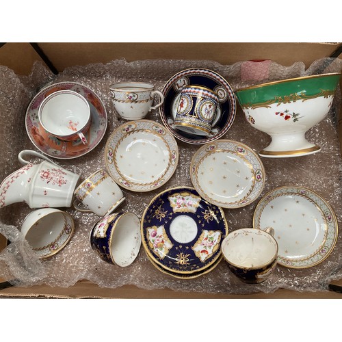 8079 - A collection of 18th, 19th Century and later porcelain including reproduction Limoges cup and saucer