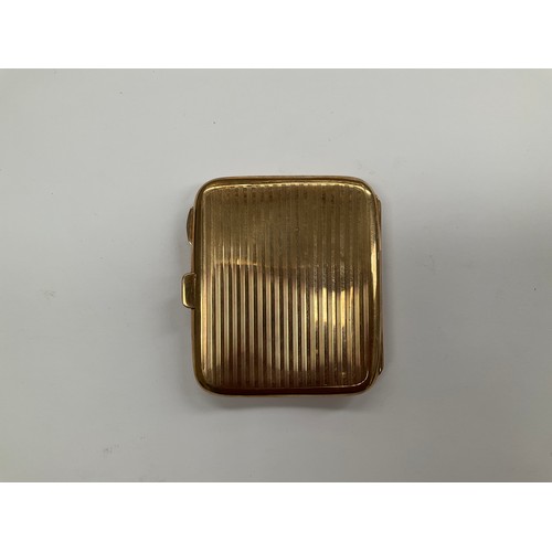 8084 - A 9ct gold cigarette case, line decoration, Birmingham, 63.3g