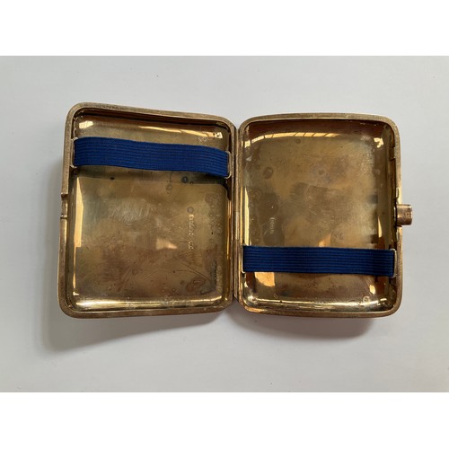 8087 - A 9ct gold cigarette case, with engine turned line decoration, vacant cartouche, Chester, 81.2g