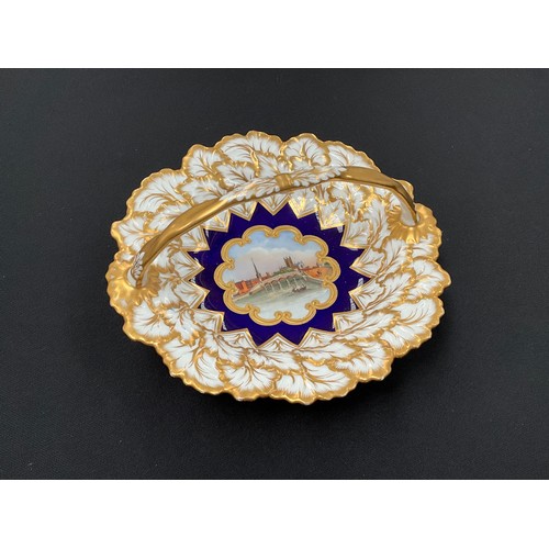 8293 - A Worcester Chamberlain and Co footed bowl, the central image depicting The Royal Porcelain Works Wo... 