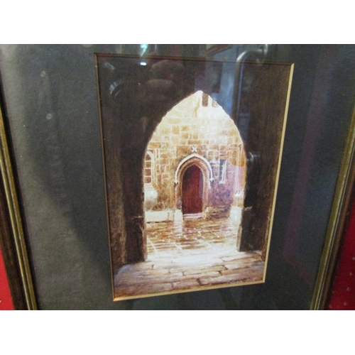 81 - Two early 20th Century watercolours; a view through an archway 'A Cambridge courtyard, near Trinity ... 