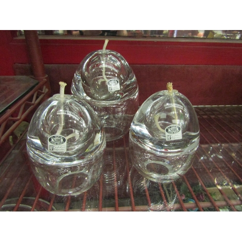 446 - A set of three Turkish handmade glass egg shape oil burners     (R) £0