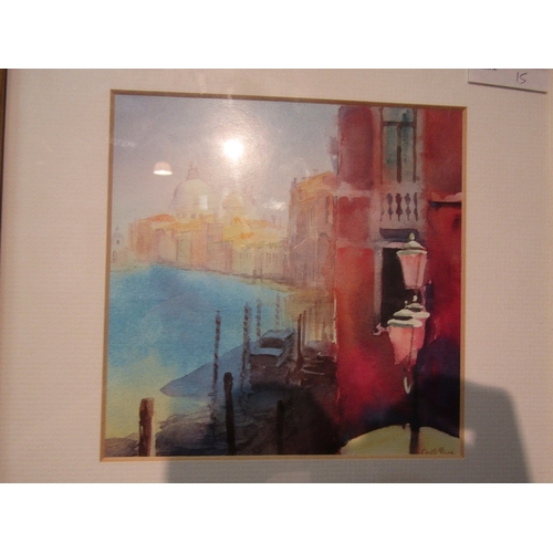 78 - A modern framed and glazed print of Venice, 15.5cm x 15.5cm