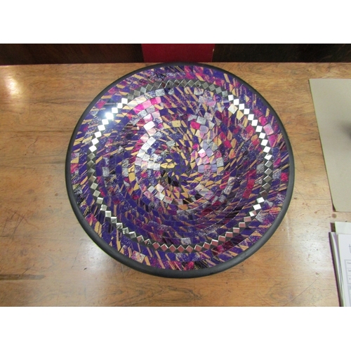 105 - A mosaic and mirrored centre bowl, 8.5cm tall x 38cm diameter