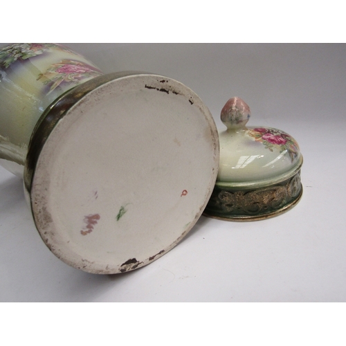 429 - An early 20th Century ceramic lidded urn with floral spray detail, 50cm tall        (E) £12-20