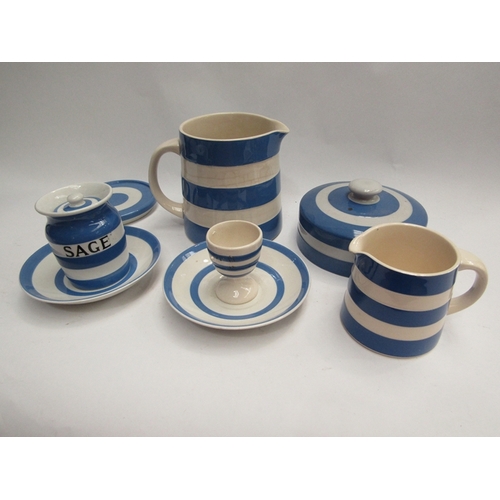 443 - A selection of blue and white kitchenwares including T G Green.