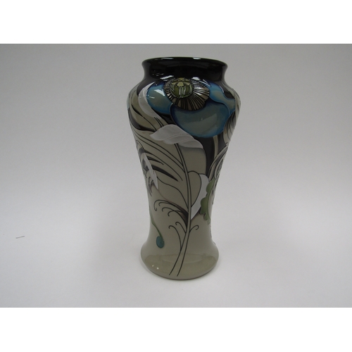 8050 - A Moorcroft Feather Down Trial pattern vase, dated 5.11.14, 26.5cm, tall