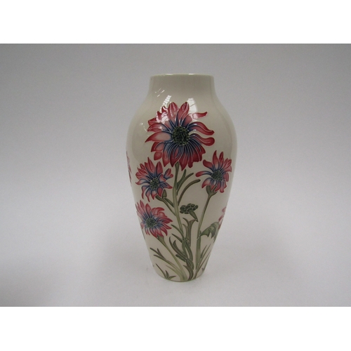 8053 - A Moorcroft Pink Daisy Trial pattern vase, 21cm tall, boxed