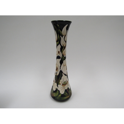 8069 - A Moorcroft Buckingham Orchid pattern slender neck vase, by Rachel Bishop, EIIR stamp, 31cm tall, bo... 