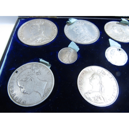 8080 - A part set of Jubilee head silver coinage, crown, double florin, 1/2 crown, florin, shilling and six... 