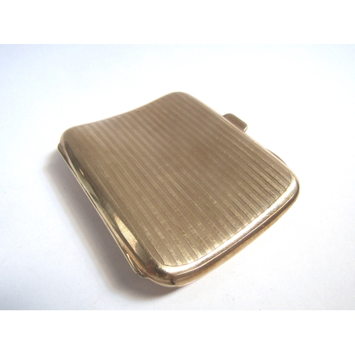 8084 - A 9ct gold cigarette case, line decoration, Birmingham, 63.3g