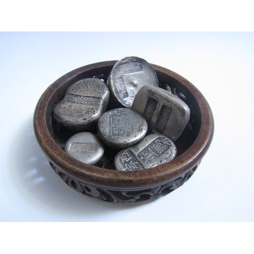 8110 - Six Chinese white metal ingots with character marks