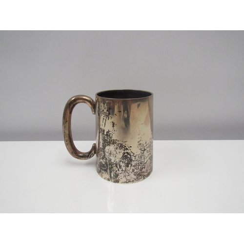 8198 - A Barker Ellis Silver Co tankard, Birmingham 1970, slight dent, 9.5cm tall, 239g