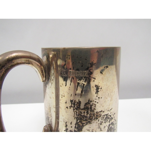 8198 - A Barker Ellis Silver Co tankard, Birmingham 1970, slight dent, 9.5cm tall, 239g